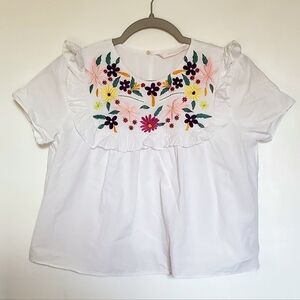Zara floral  embroidered ruffled blouse size xs